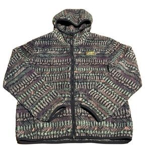 Eddie Bauer Girls Purple Pattern Full Zip Fleece Jacket With Hood Youth L 14/16